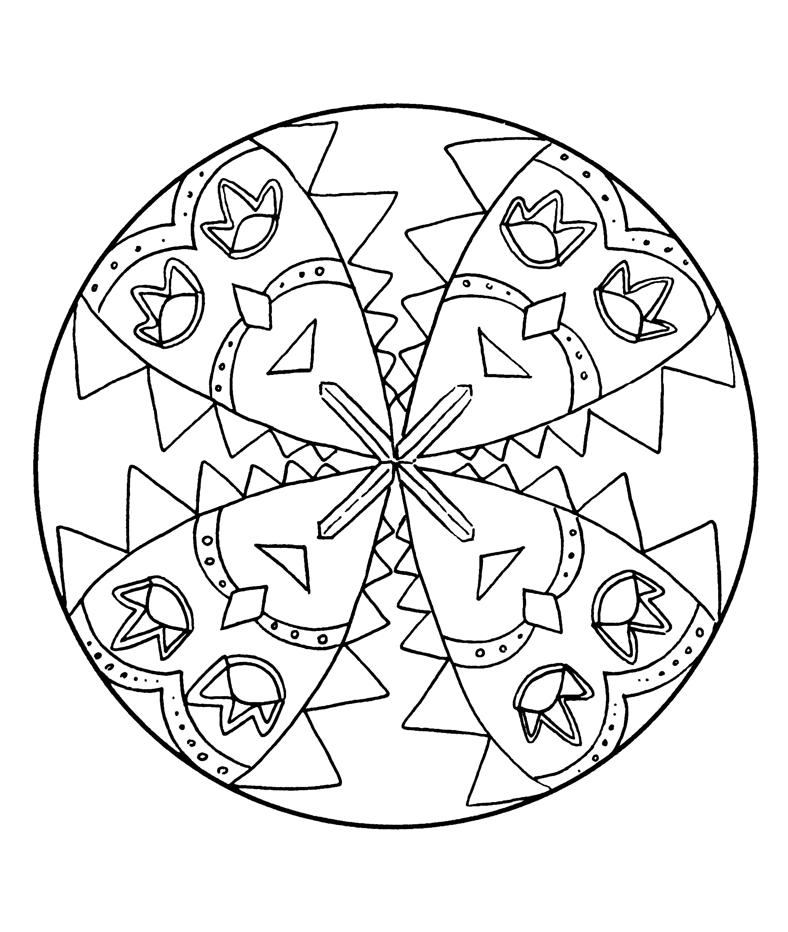 A Mandala coloring page easy to color, perfect for the children, with large areas to color. Do whatever it takes to get rid of any distractions that may interfere with your coloring.